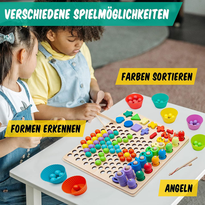 Faerly® Montessori Spielzeug 5-in-1 Angelspiel Holzpuzzle - Pädagogisches Lernspielzeug für Kinder a