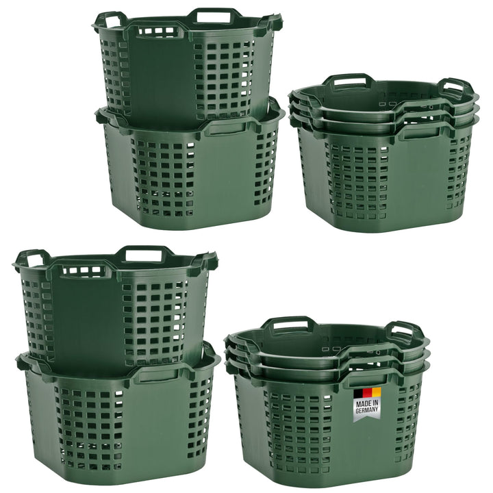 BURI 10x Erntekorb Gartenkorb lebensmittelecht - 50L Kartoffelkorb Obstkorb Laubkorb grün, drehstape