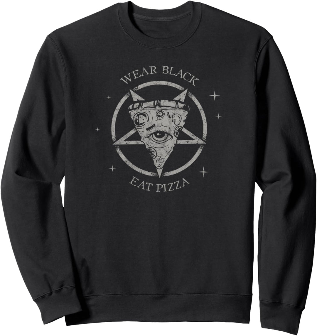 Occult Wear Black Eat Pizza Unholy Satan Pentagram 666 Sweatshirt