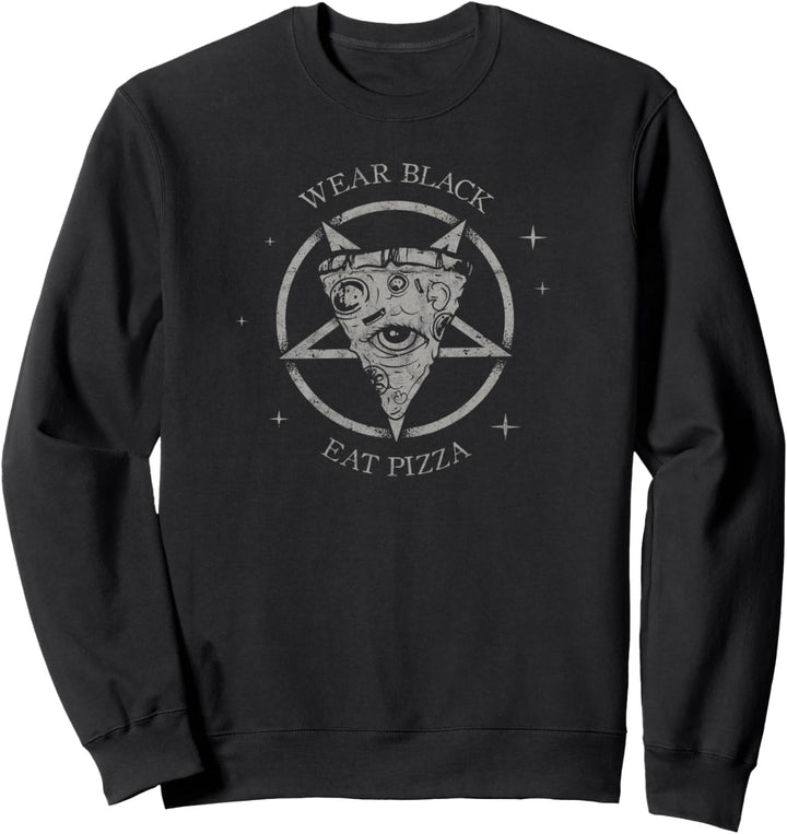 Occult Wear Black Eat Pizza Unholy Satan Pentagram 666 Sweatshirt