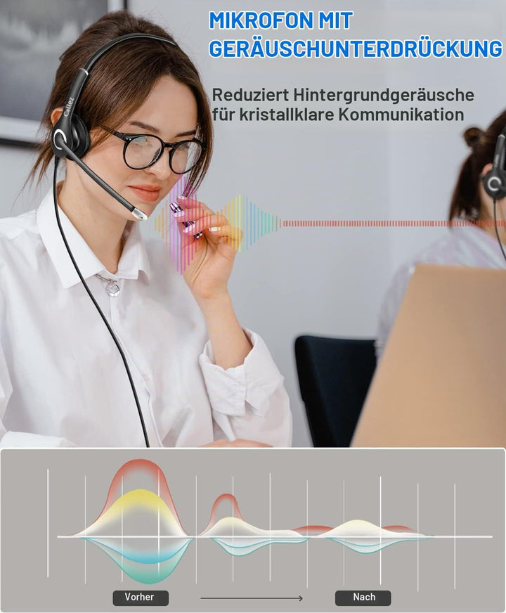Headset Handy 3,5mm Klinke mit Mikrofon Noise Cancelling, PC Kopfhörer für Laptop Computer iPhone Sa