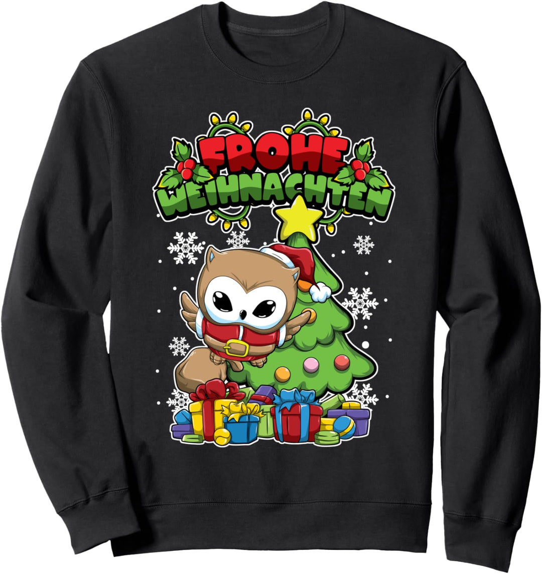 Weihnachtstiere Eule - Frohe Weihnachten Sweatshirt