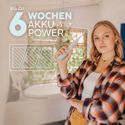 happybrush® Elektrische Schall-Zahnbürste Eco VIBE 3 - Nachhaltige Zahnbürste mit 6 Wochen Power-Akk
