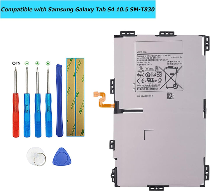 Vvsialeek Akku EB-BT835ABU Für Samsung Galaxy Tab S4 10.5 SM-T830 T835 Series with Toolkit, EB-BT835