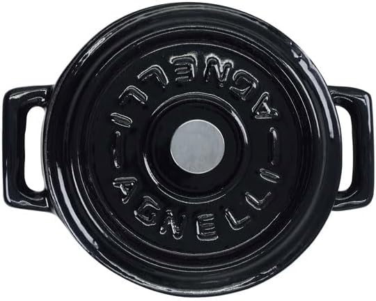 Pentole Agnelli COGHSRP10410S Auflauf mit Griffen und Deckel, Gusseisen, glänzend schwarz, 0,35 l Sc