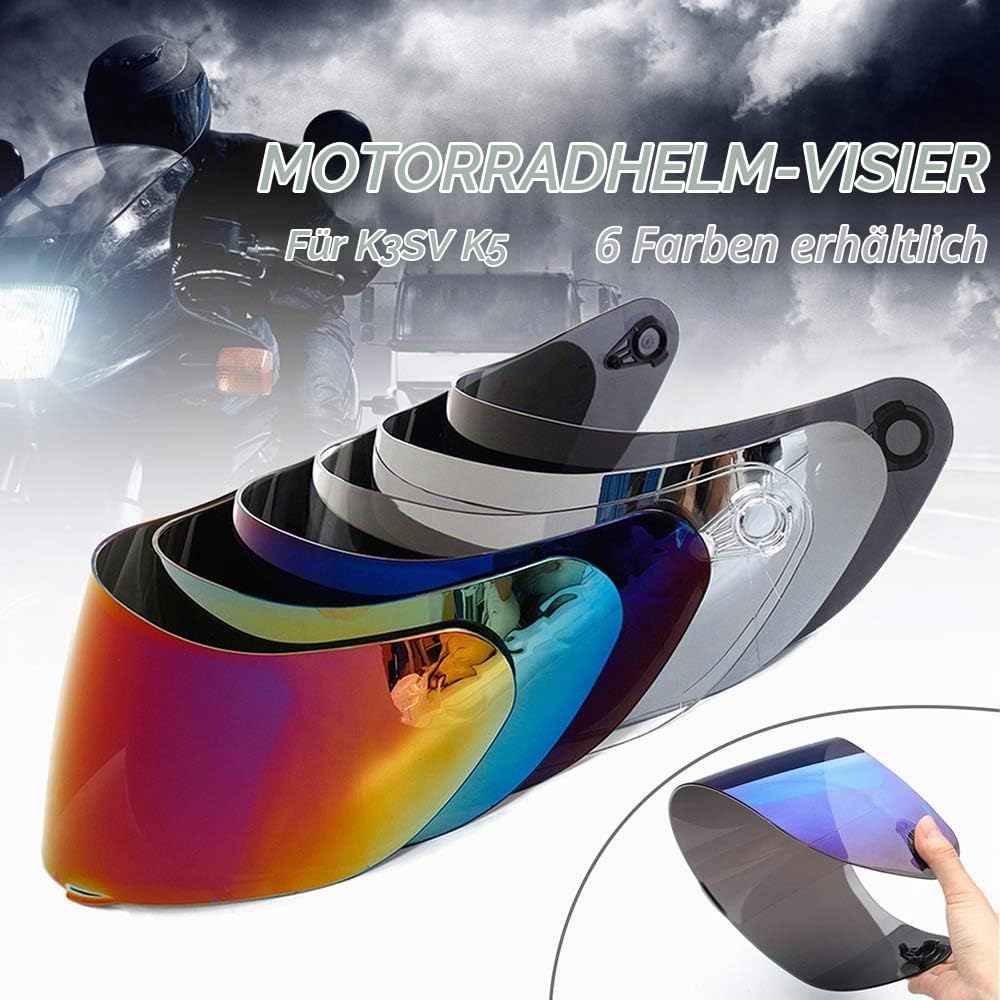 Shkalacar Motorrad Windschutz Helm Objektiv Visier Vollgesichts Helmvisier Ersatz für AGV K1 K3SV K5