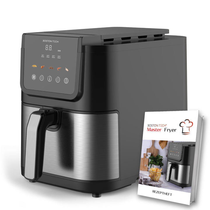 Boston Tech® Master Fryer 5L Heissluftfritteuse | Air Fryer 1500W + 5 Programme + Touchscreen-Steuer