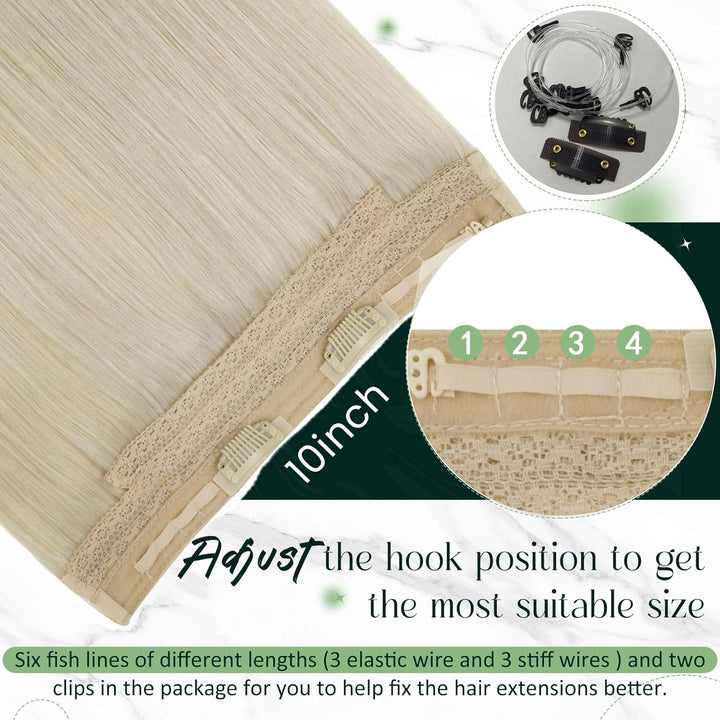RUNATURE Extenison Echthaar Draht Blond Unsichtbare Haarverlängerung Echthaar Mit Draht Blond Haar E