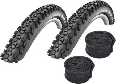 Velo.Set 2 x Schwalbe Black Jack Fahrrad Reifen // 54-559 (26×2,1') + Schläuche Schwarz 54-559, Schw