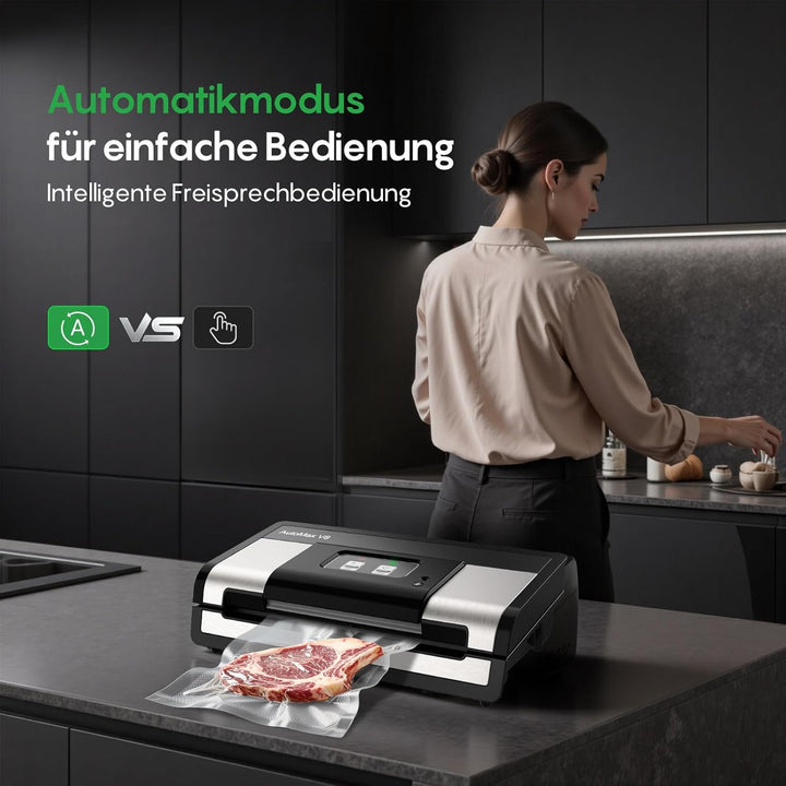 FRESKO Automatische Vakuumiergerät, Absaugleistung 18 L/Min, Einhand-Bedienung Vakuumierer, Trocken/