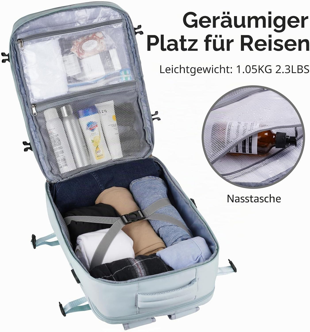 MOMUVO Grosser Reiserucksack für Damen, flugzugelassener Handgepäck-Rucksack, wasserabweisend, Diebs