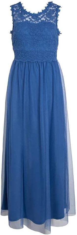 Vila Damen Vilynnea Maxi Dress-Noos Kleid, Federal Blue/Detail:elastic