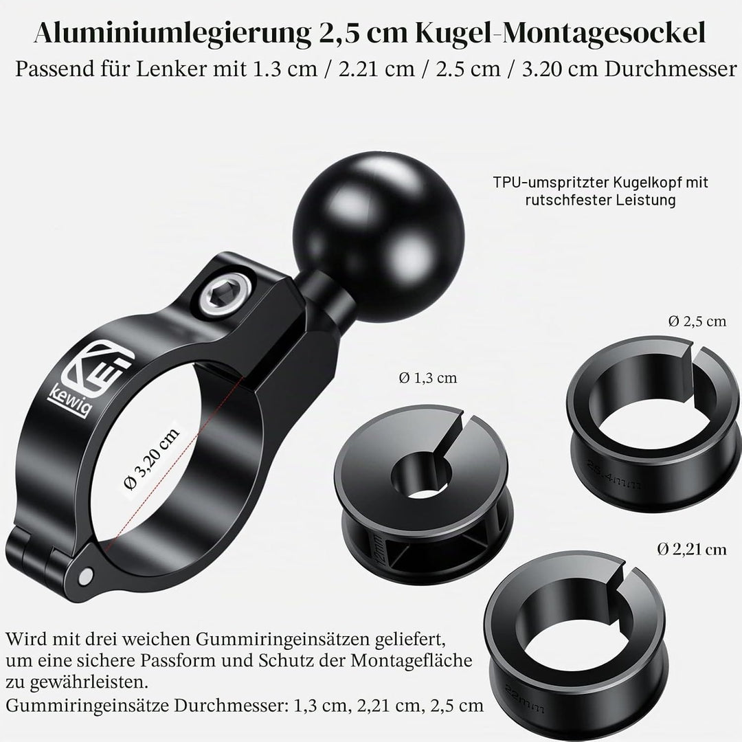 BRCOVAN 2St, Lenkerhalterung aus Aluminiumlegierung mit 1 Zoll TPU-Kugel für Rundschienendurchmesser