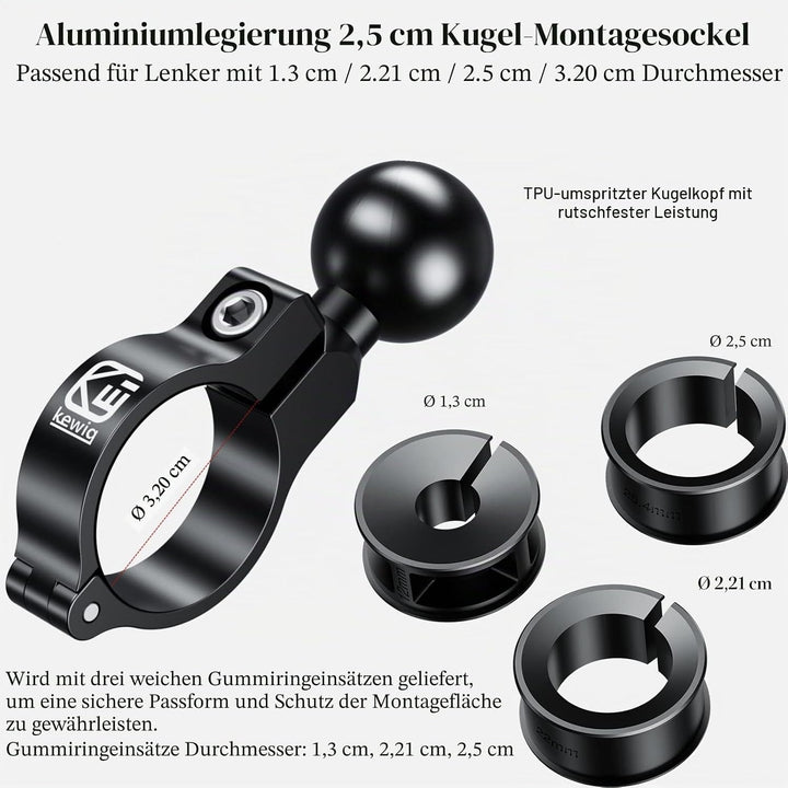 BRCOVAN 2St, Lenkerhalterung aus Aluminiumlegierung mit 1 Zoll TPU-Kugel für Rundschienendurchmesser