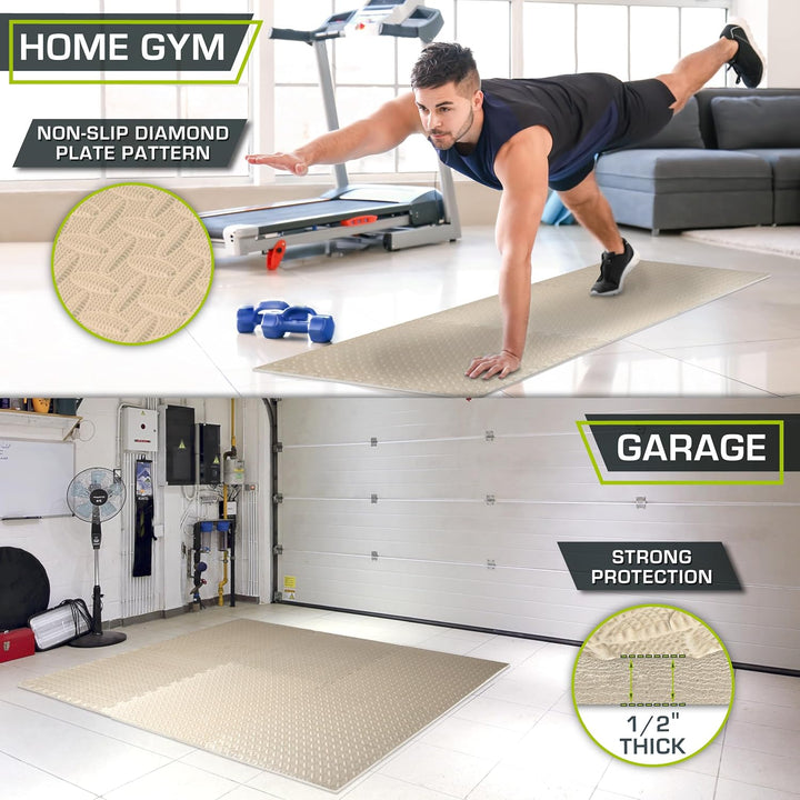 ProsourceFit Puzzle Exercise Mat ½ in, Eva Interlocking Foam Floor Tiles for Home Gym, Mat for Home