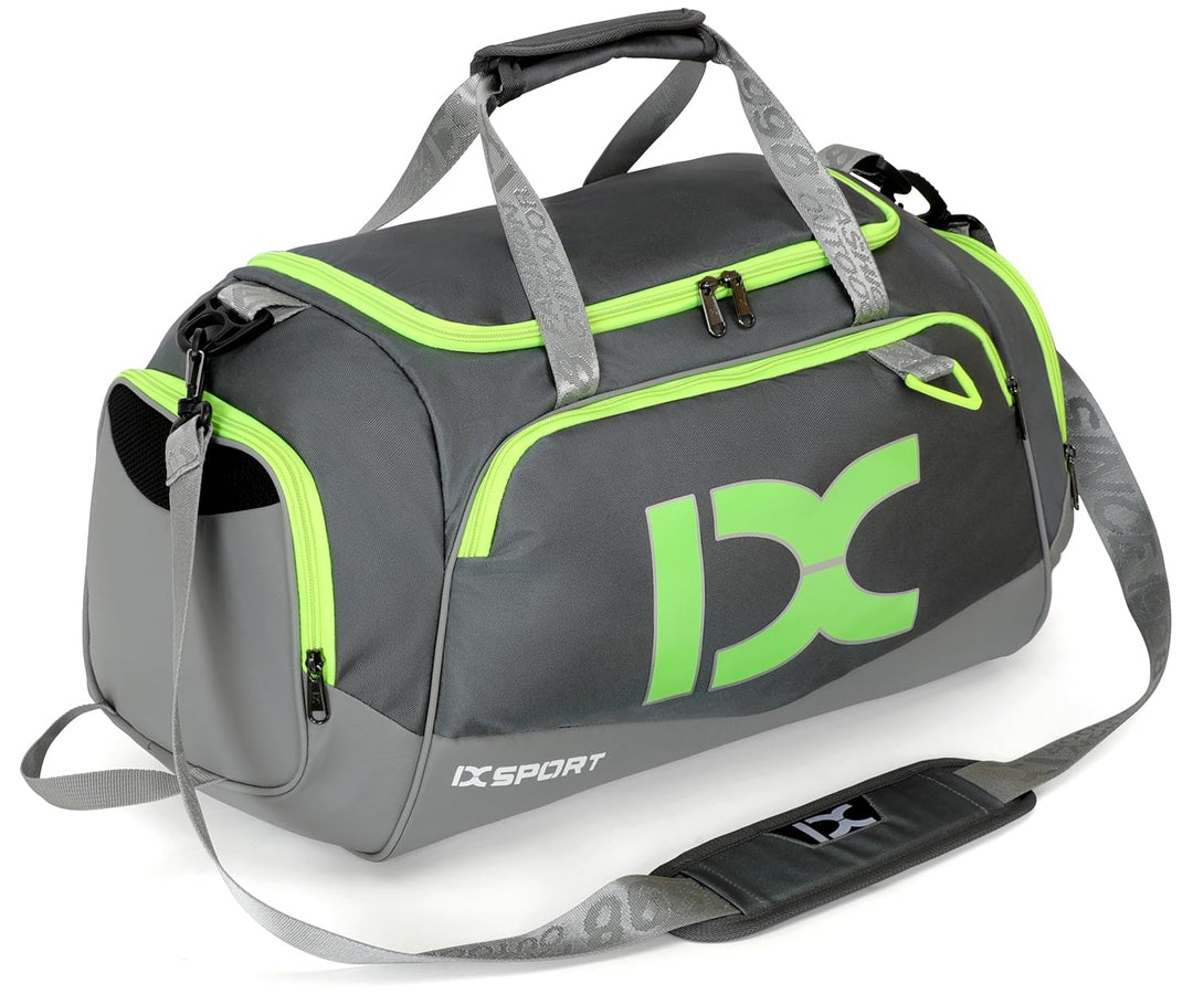 INOXTO Grosse Sporttasche, Faltbare Sport-Reisetasche mit Nass- und Trockentaschen und Schuhfach, He