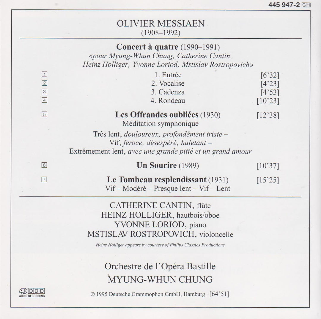 Messiaen - Concert à Quatre, Audio-CD