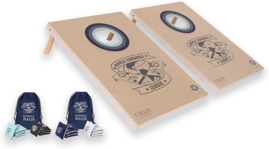 Uber Games - World Cornhole League – 90 x 60 cm Doppelbrett-Set & Tasche (3 x 2 Fuss) Turnierqualitä