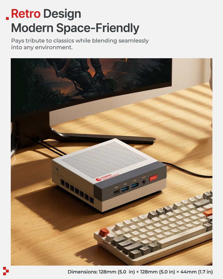 ACEMAGIC Retro X3 Mini PC, AMD Ryzen 7 H 255 (4.9GHz, 8C/16T), 16B LPDDR5 1TB NVMe SSD, AMD Radeon 7