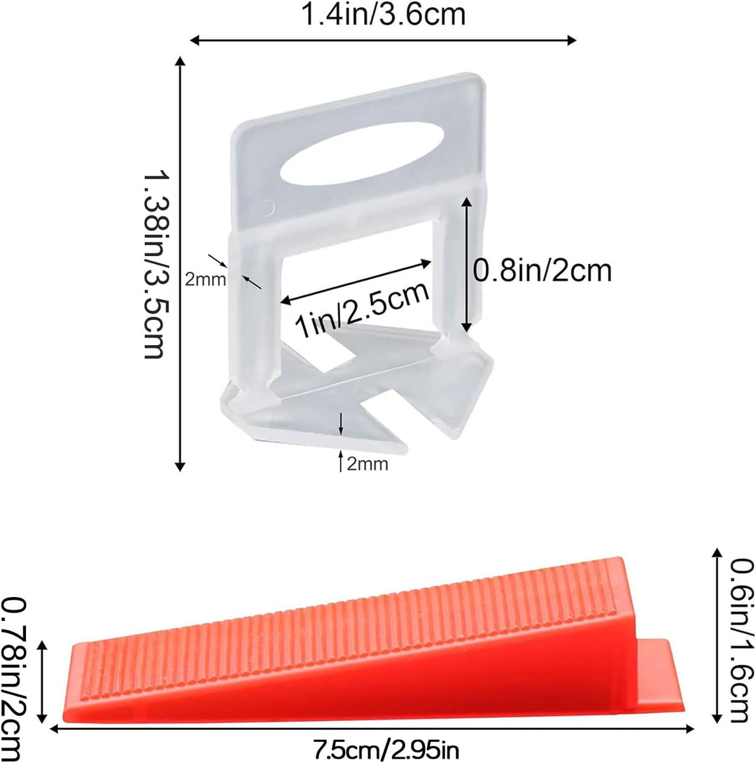 600 Stück Fliesenverlegehilfe, Fliesen Nivelliersystem 2mm, 500 Stück Nivellier Abstandshalter Clips