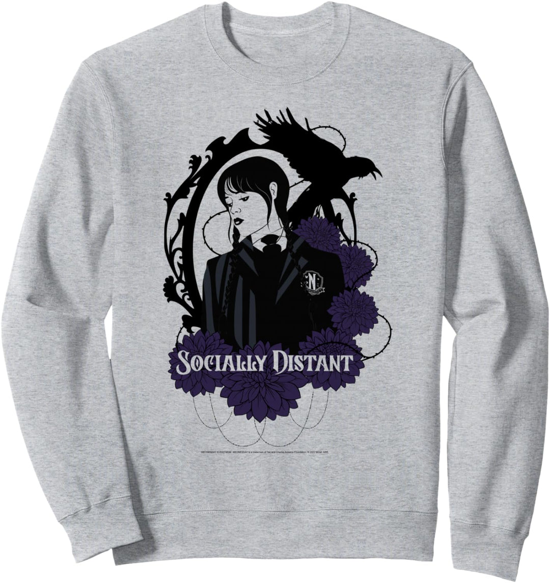 Wednesday Socially Distant Nevermore Academy Poster Sweatshirt