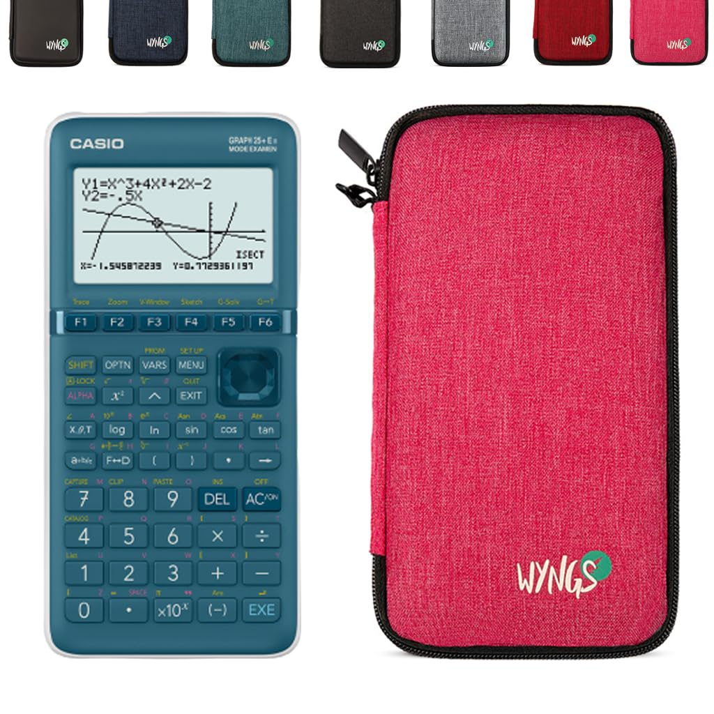 CALCUSO Sparkpaket: Casio Graph 25 E II + WYNGS Schutztasche pink + Erweiterte Garantie von CALCUSO