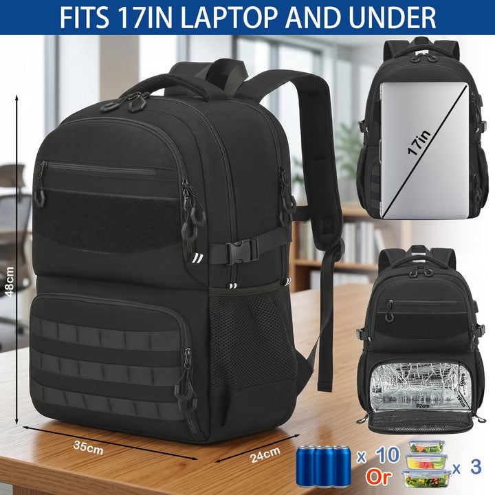 17 Zoll Laptop Rucksack mit Kühlfach 40L Herren Arbeit Rucksack, wasserabweisender Lunchrucksack für