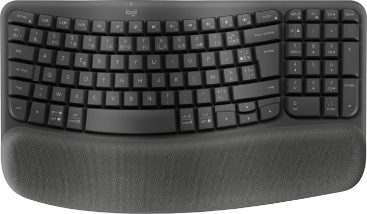 Logitech Wave Keys kabellose ergonomische Tastatur - Grafit, Französisches AZERTY-Layout