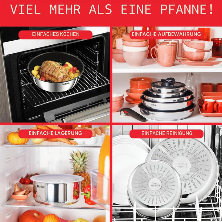 Tefal Ingenio Emotion Kochgeschirr, 13-teilig, Edelstahl, stapelbar, Antihaftbeschichtung, Induktion