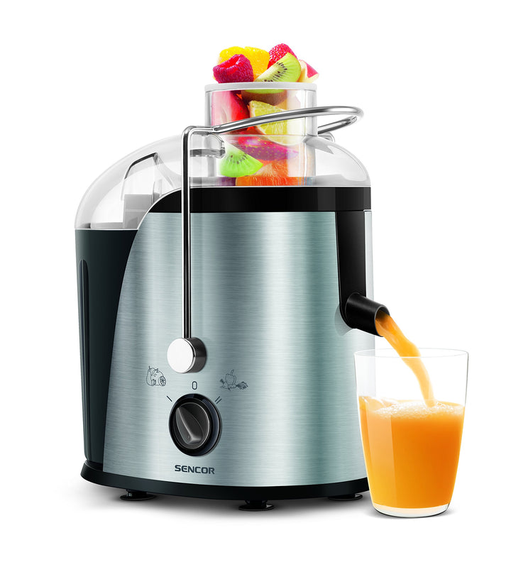 SENCOR SJE 741SS Entsafter Gemüse und Obst (400 Watt, BPA Frei, 2 Geschwindigkeiten) edelstahl Silbe
