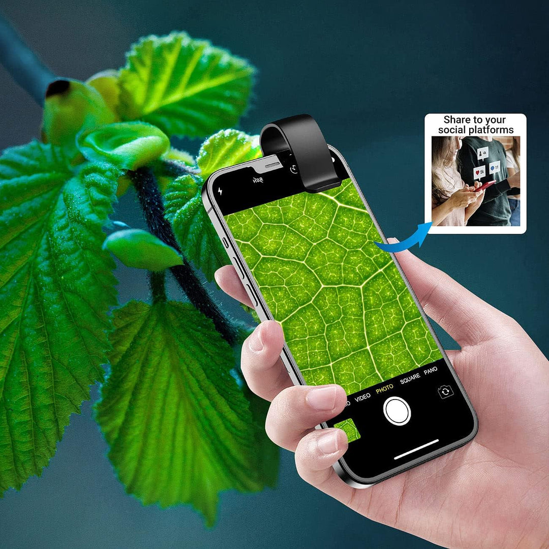 Somikon Handylupe: Mikroskop-Vorsatzlinse für Smartphones, 200-fache Vergrösserung, 6 LEDs (Microsco