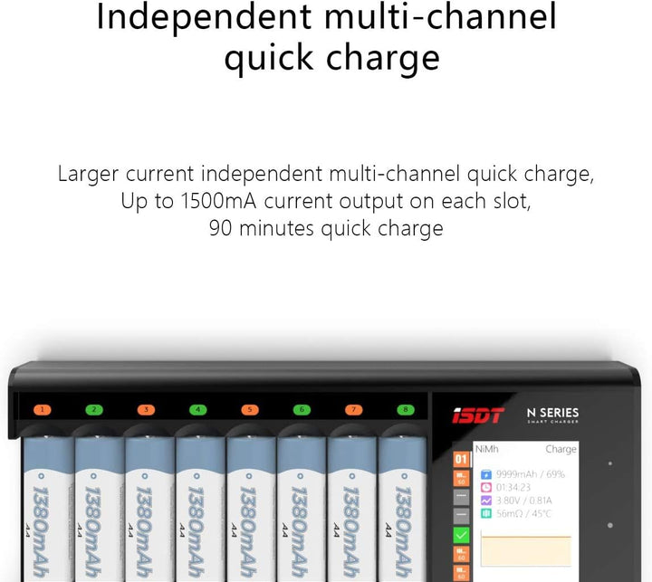 ISDT N16 Batterieladegerät Akku Ladegerät Universal LCD-Display Schnellladegerät Ladegerät für 16 Ak