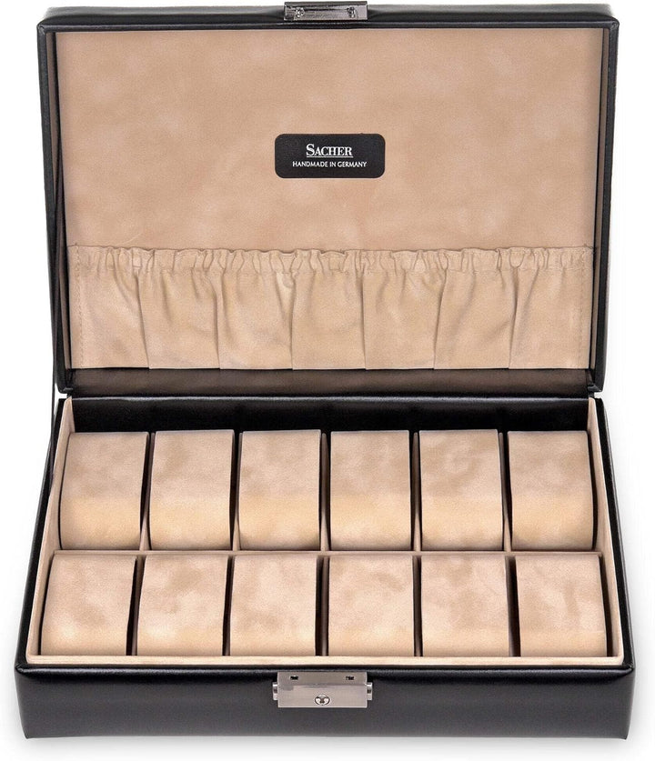 SACHER Uhrenetui für 12 Uhren new classic/schwarz (Leder)