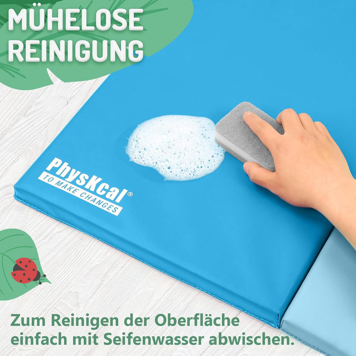 PhysKcal 195 x 75 x 3 cm Klappbare Weichbodenmatte Turnmatte Fitnessmatte Gymnastikmatte mit Tragegr