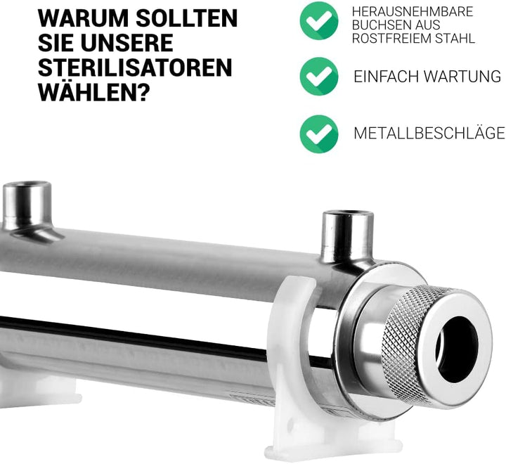 UV Anlage Wasserfilter Desinfektionsanlage mit UV Lampe 6 watt, Durchfluss 2l/min für Mikrofilteranl