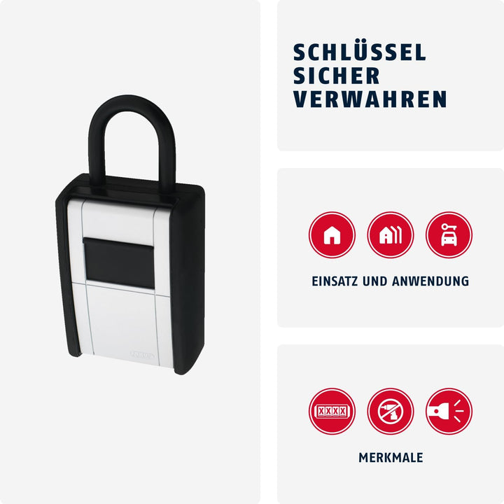 ABUS KeyGarage 797 LED - Schlüsselbox mit Bügel zur Befestigung - mit beleuchteten Zahlenwalzen - fü