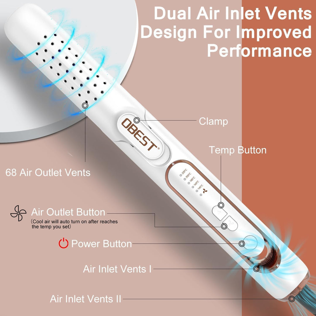 OBEST Airflow Curler Haarglätter und Lockenstab 2 in 1, Glätteisen Lockenstab, 30s Schnellaufheizung