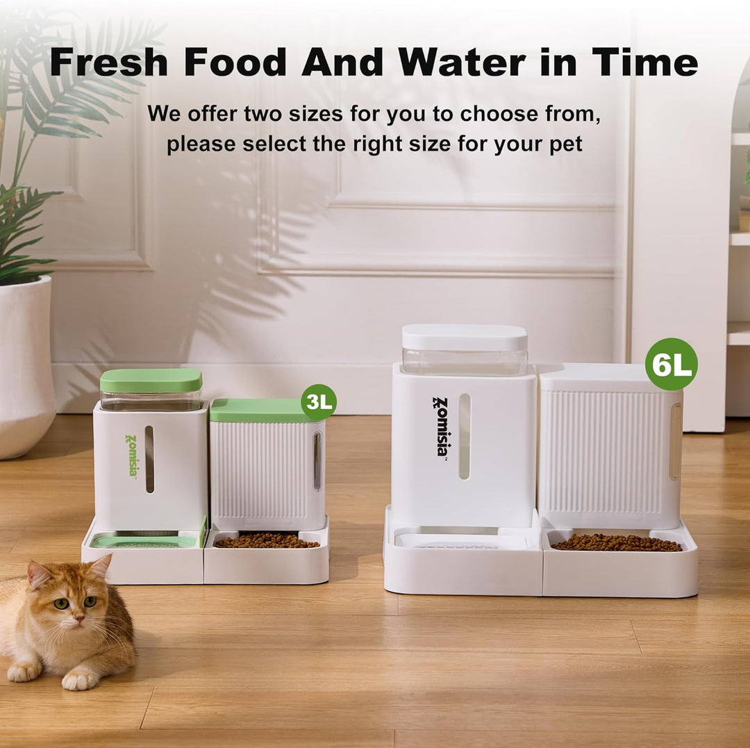 Automatischer Futterspender für Katzen/Hunde 3L, 2-in-1 Schwerkraft Futterautomat Katze und Wassersp