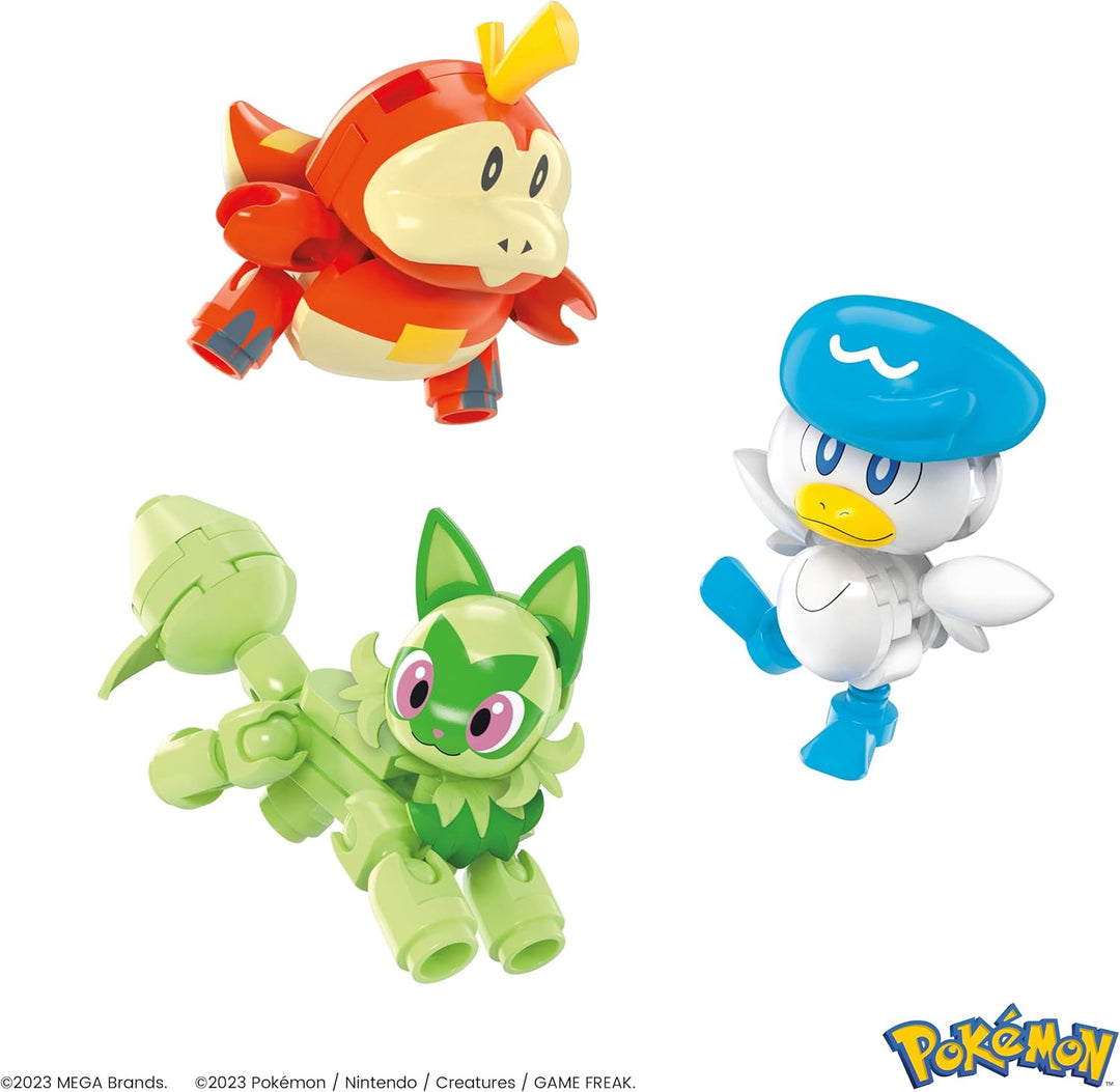 MEGA POKÉMON Paldea-Region - Pikachu und die ersten Partner-Pokémon Felori, Krokel und Kwaks, Zusamm