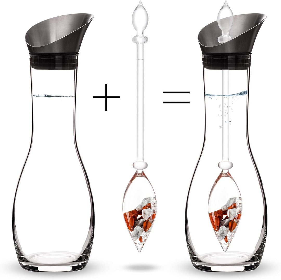 VitaJuwel FITNESS Edelsteinwasserset für Zuhause (Karaffe Era & Phiole) mit Roter Jaspis, Magnesit &