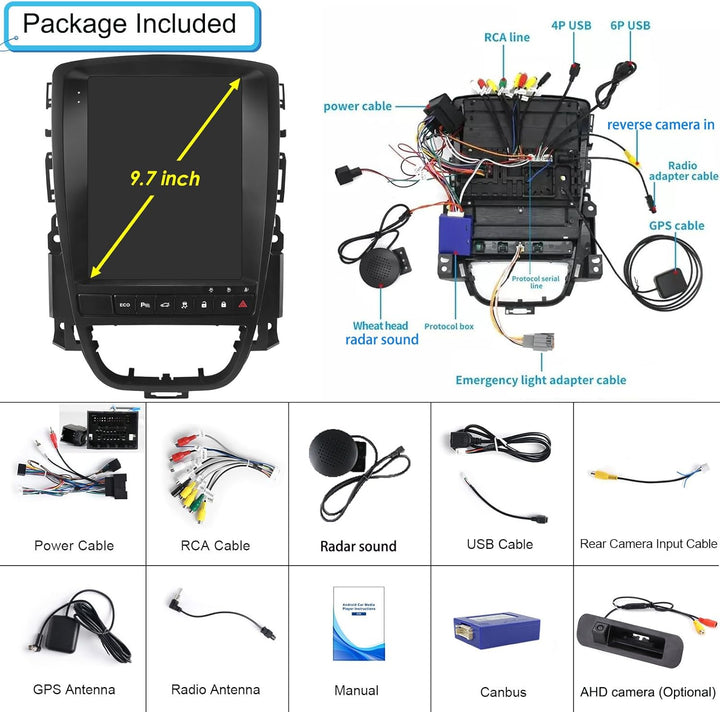 9.7 Zoll HD Auto Radio Autospieler 2+32GB GPS Navigation Carplay/Android Touchscreen Player Autoradi
