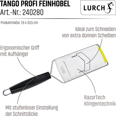 Lurch 240280 Tango Profi Feinhobel mit stufenlos einstellbarer Schnittstärke für Pilze, Trüffel, Gur