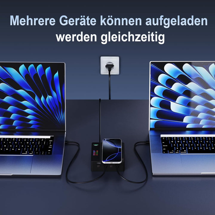 LIMETA 200W USB Ladegerät Mehrfach 5 Ports PD3.1 Kabellos Schnellladegerät (140W Max) Kompatibel mit