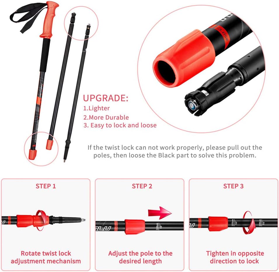 FitTrek Wanderstöcke - Trekkingstöcke - Walking Stöcke Teleskop - Nordic Walking Stock Verstellbar L