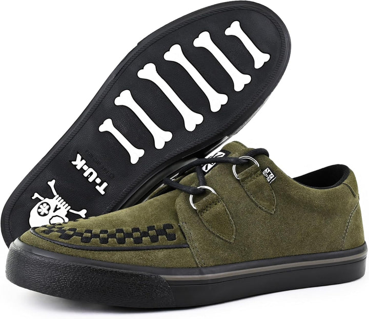T.U.K. Unisex Leather Creeper Niedrige Sneaker 37 EU Khaki Green Suede, 37 EU Khaki Green Suede