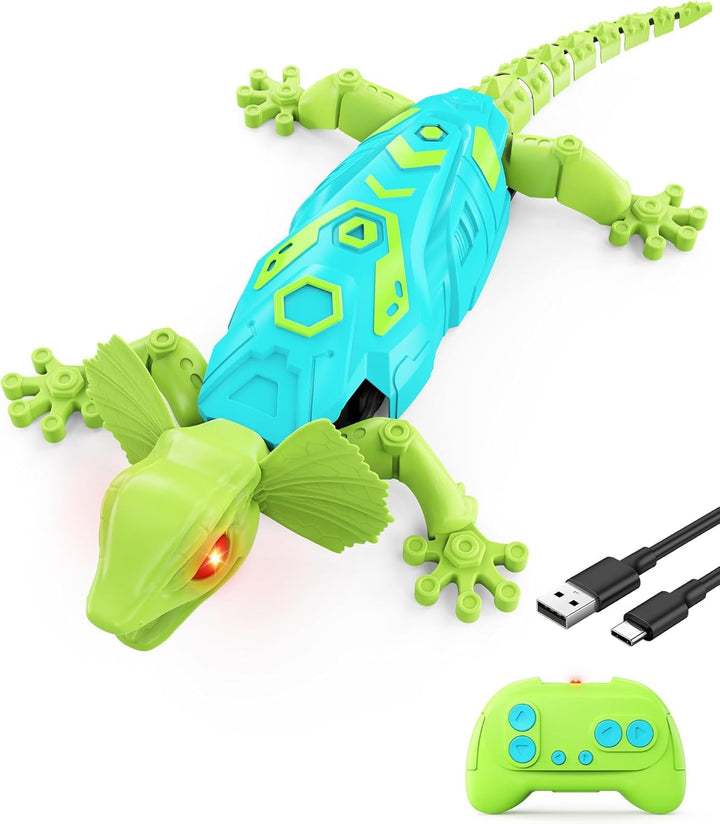 Gecko Wandflitzer - Ferngesteuerter Eidechse Spielzeug Kinder RC Roboter mit Leuchtende Augen, Aufla