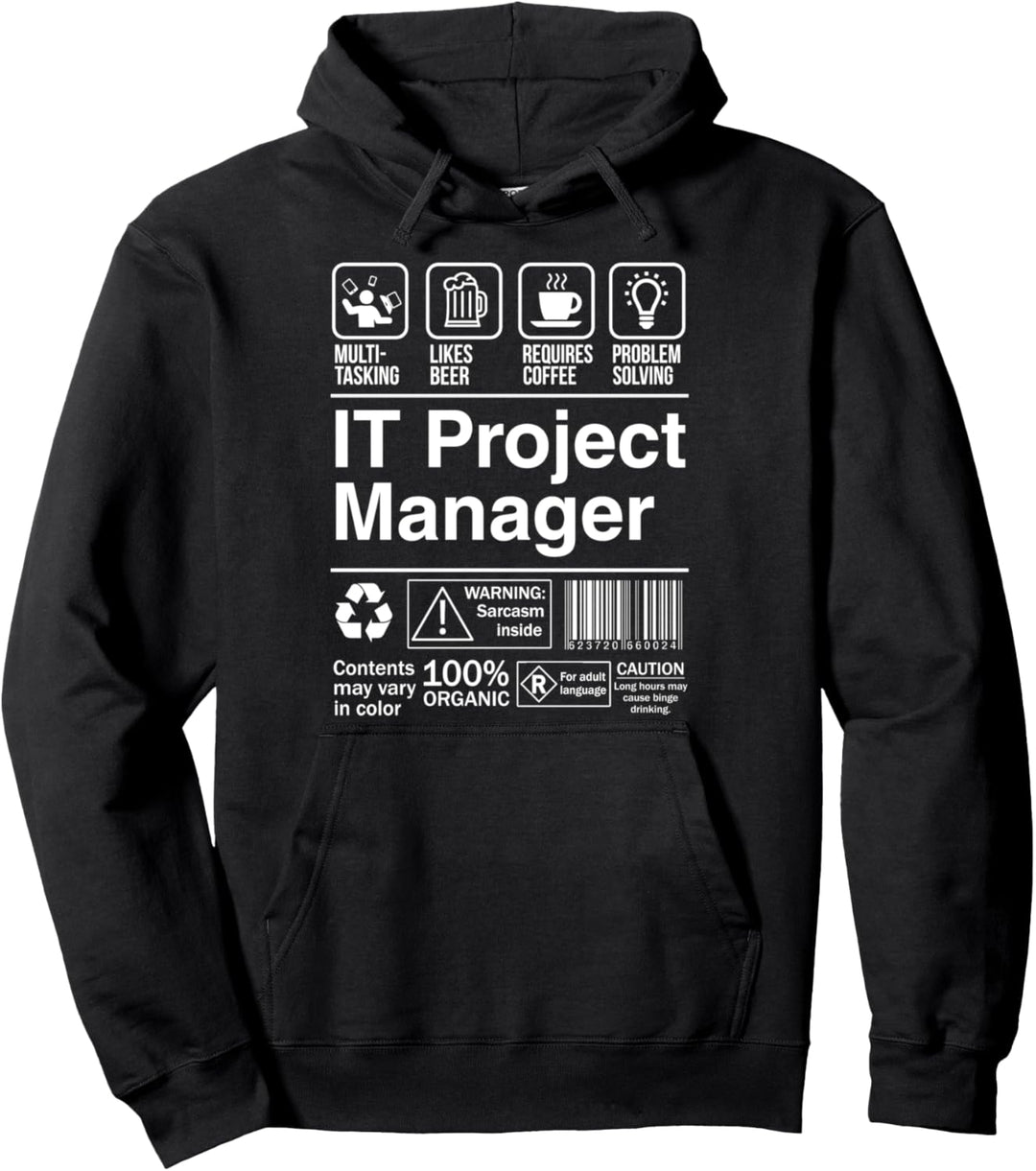 IT Project Manager Funny Description Label Pullover Hoodie