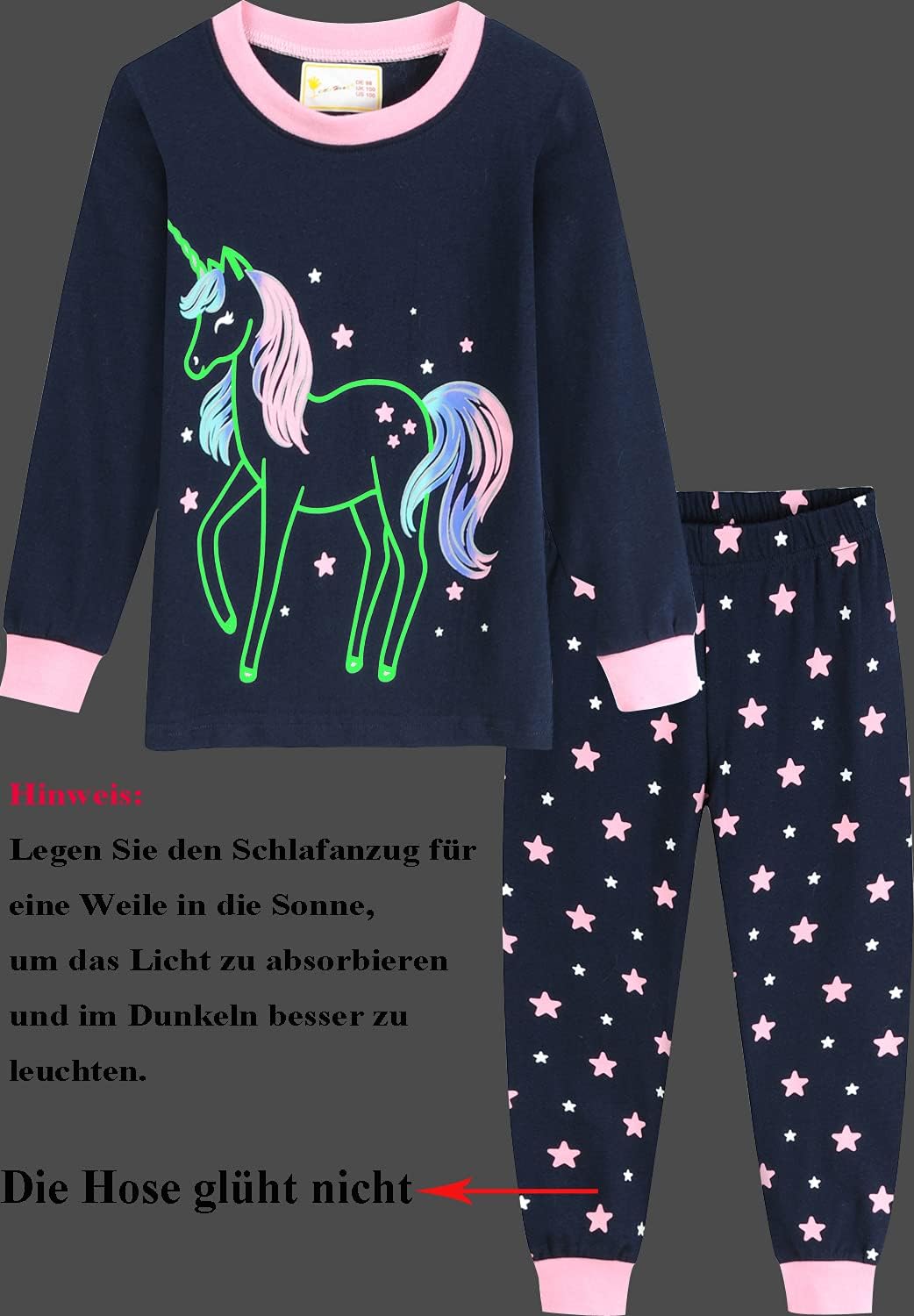 EULLA Kinder Mädchen Schlafanzüge Langarm Baumwolle Winter Pyjama Set Einhorn Prinzessin Dino Hase E