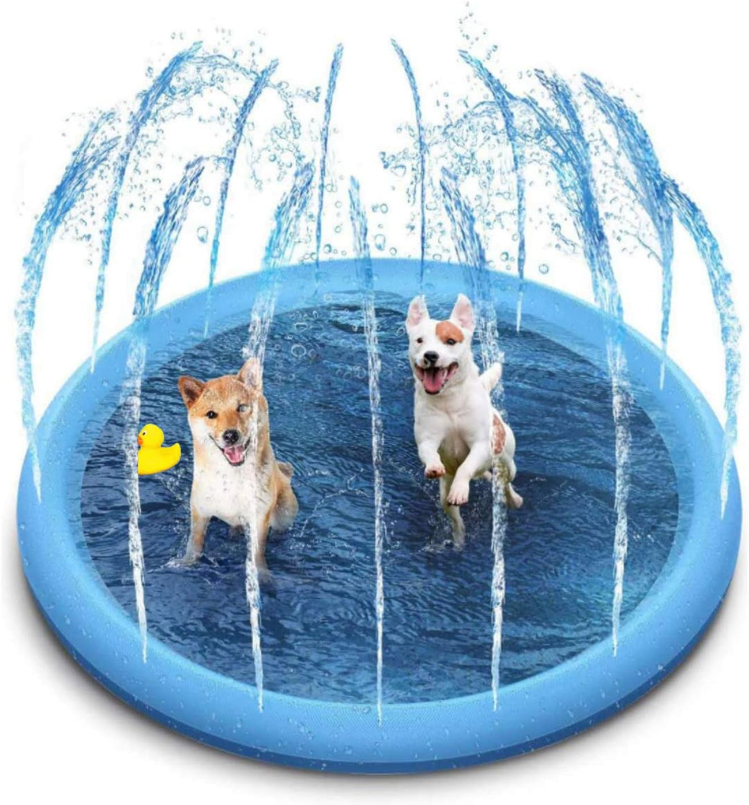 Planschbecken für Haustiere und Kinder, 150 cm Sprinkler- und Spritzwasser-Spielmatte,Hunde Planschb