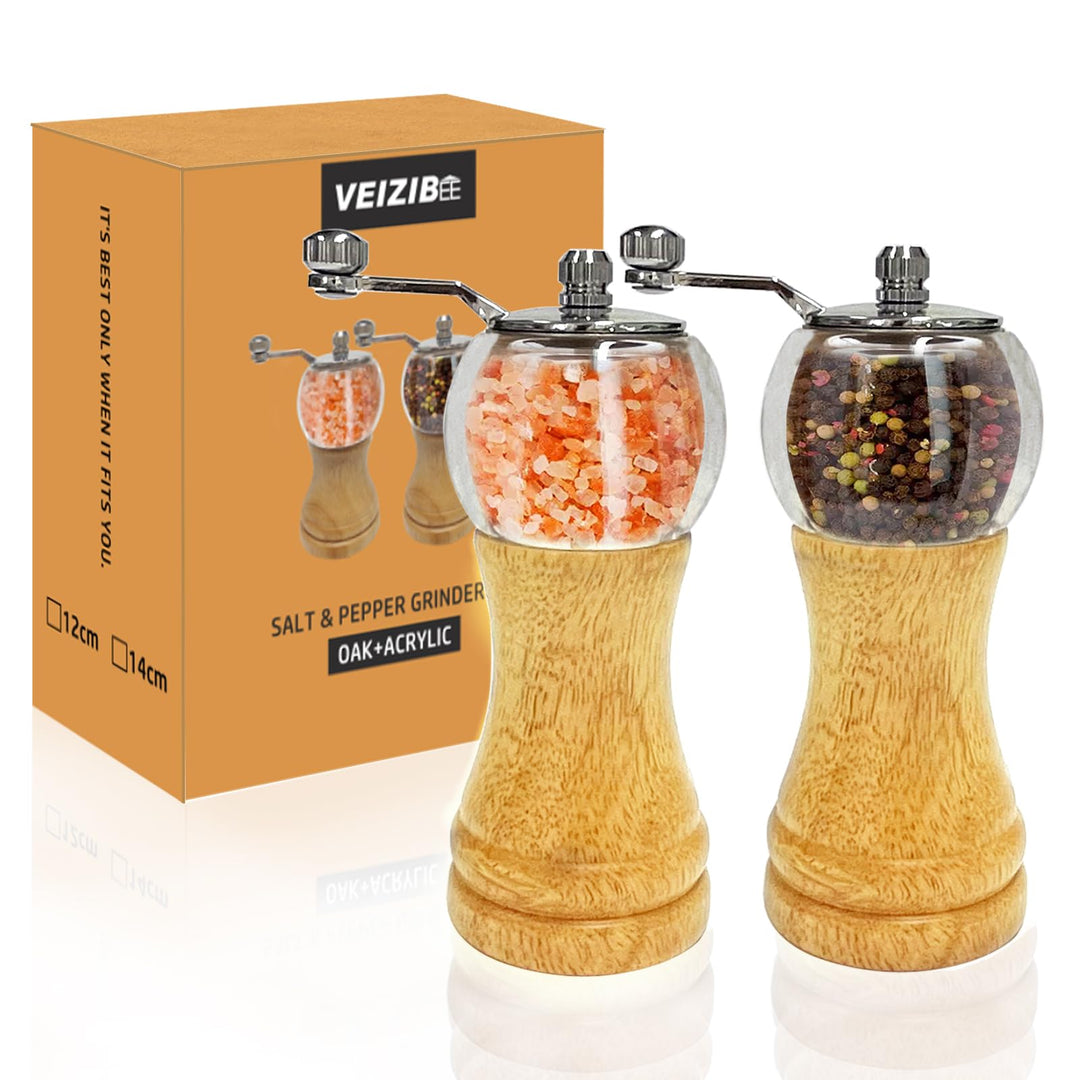 Pfeffermühle und Salzmühle Set, Manuelles Pfeffermühlen, Salz & Pfeffermühlensets Holz Gross, Gewürz